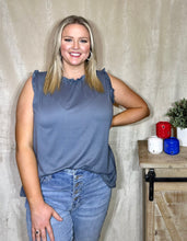 Load image into Gallery viewer, Grey Sleeveless Mini Ruffled Chic Top