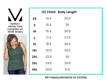 Load image into Gallery viewer, Evergreen + White Striped Henley Tank