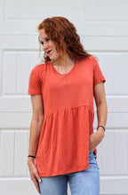 Load image into Gallery viewer, Orange Peplum Top