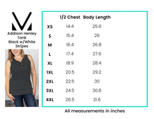 Load image into Gallery viewer, Black + White Striped Henley Tank