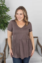 Load image into Gallery viewer, Heathered Mocha Peplum Top