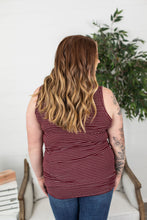 Load image into Gallery viewer, Plum + White Striped Henley Tank