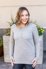Load image into Gallery viewer, Light Grey Henley Longsleeve