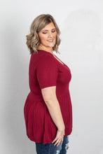 Load image into Gallery viewer, Raspberry Peplum Top