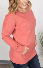 Load image into Gallery viewer, Dark Pink Front Pocket Crew Neck