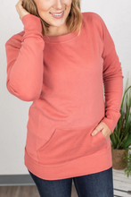Load image into Gallery viewer, Dark Pink Front Pocket Crew Neck