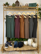 Load image into Gallery viewer, Charcoal + White Striped Henley Tank