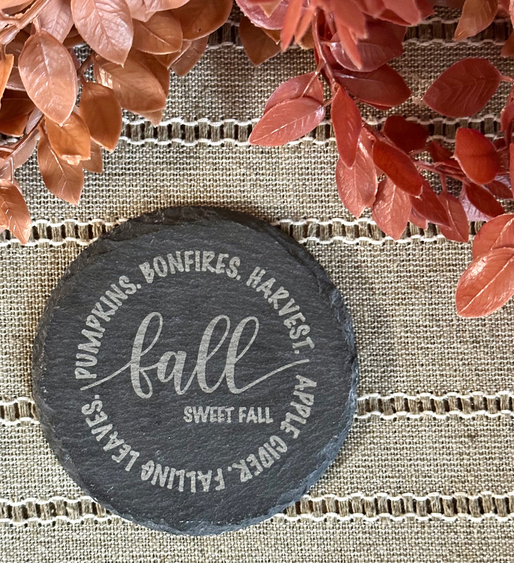 Fall Sweet Fall : Set Of 4 Engraved Slate Coasters