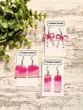 Load image into Gallery viewer, Pink Marble Acrylic Earrings