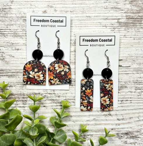 Fall Floral Acrylic Earrings