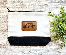 Load image into Gallery viewer, Leather Patch Small Canvas Bag