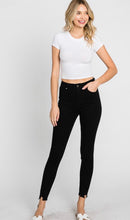 Load image into Gallery viewer, Black Ankle Distressed Skinny Jeans