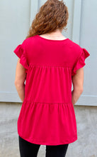 Load image into Gallery viewer, Red Tiered Ruffled Sleeve Top