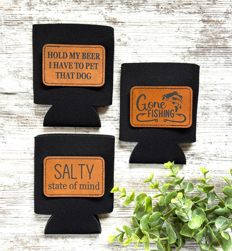 Leather Patch Can Koozie
