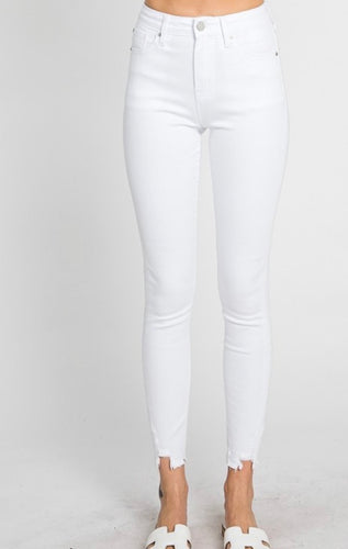 White Ankle Distressed Skinny Jeans