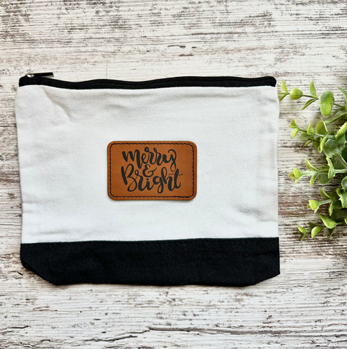 Leather Patch Small Canvas Bag