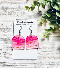 Load image into Gallery viewer, Pink Marble Acrylic Earrings