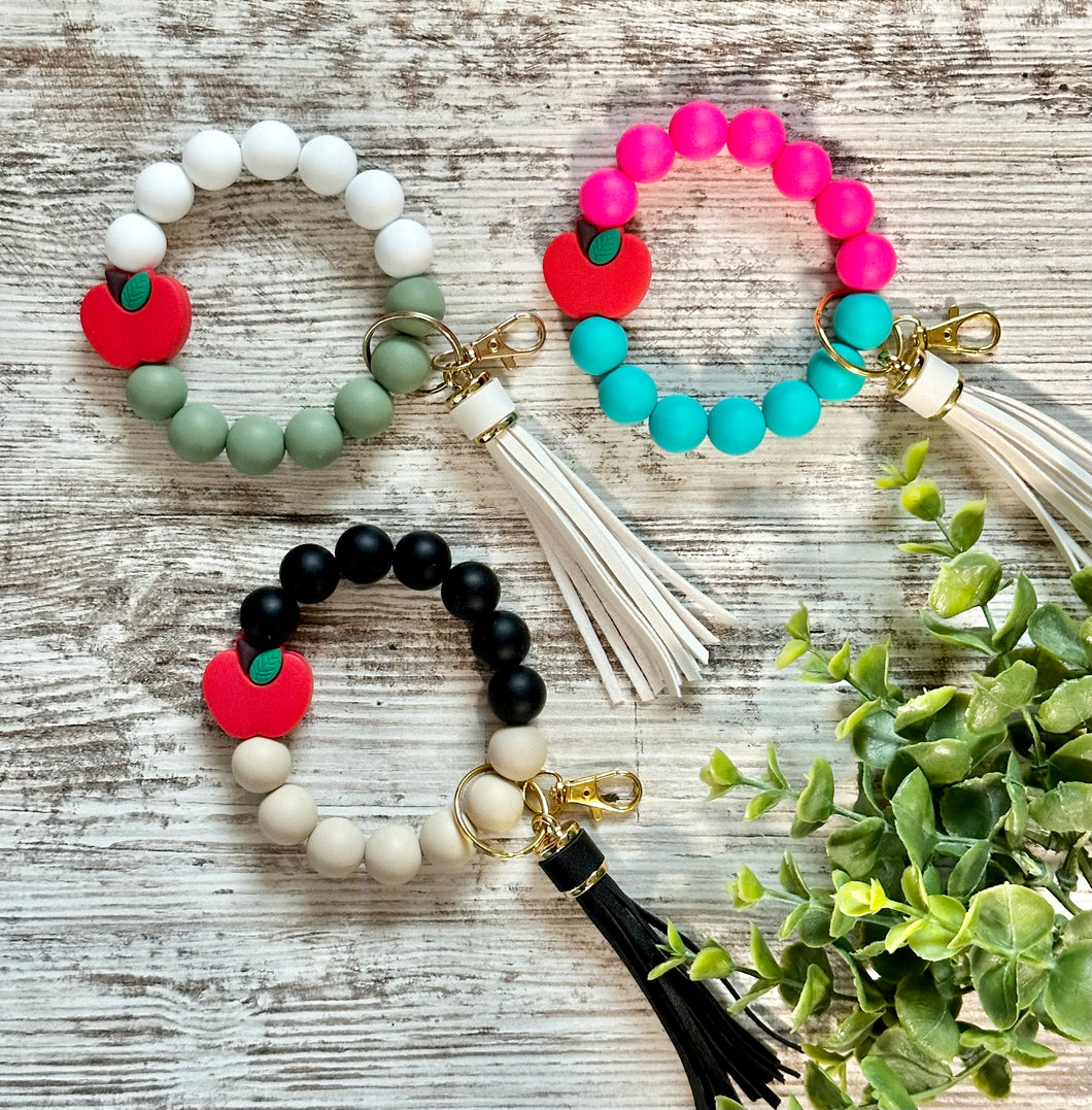 Apple Silicone Wristlet Keychains