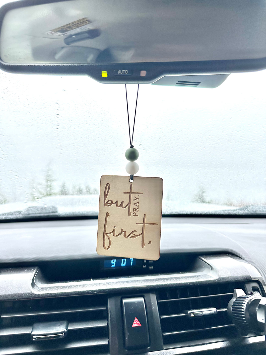 But First PRAY Rearview Mirror Car Charm