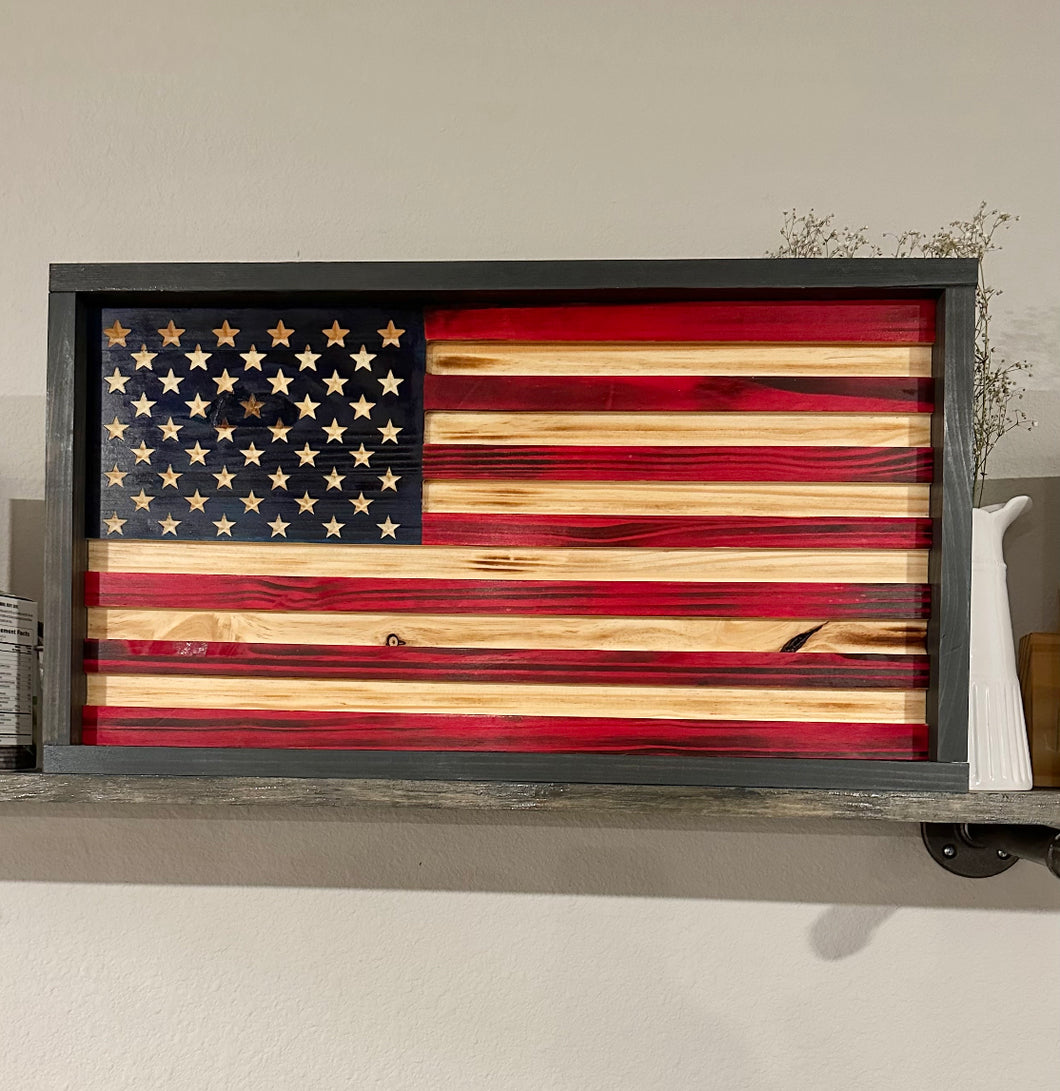 Carved American Wooden Flag
