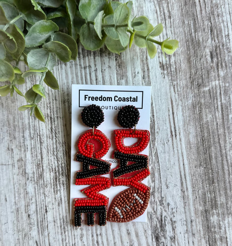 Game Day Red/Black Beaded Earrings