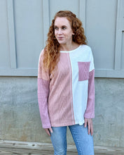 Load image into Gallery viewer, Lovestruck Pink Sweater Knit Block Longsleeve