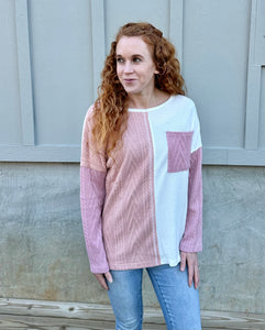 Lovestruck Pink Sweater Knit Block Longsleeve