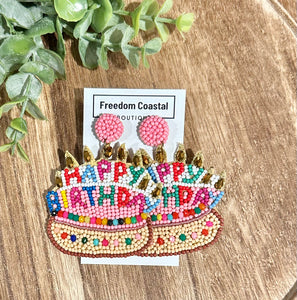 Happy Birthday Beaded Earrings