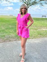 Load image into Gallery viewer, Pink Pocket Ruffle Romper