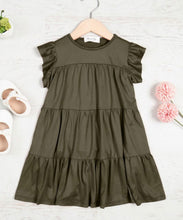 Load image into Gallery viewer, Mommy and me olive tiered dress