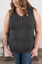 Load image into Gallery viewer, Charcoal Grey Henley Tank