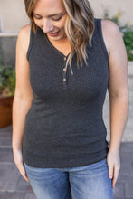 Load image into Gallery viewer, Charcoal Grey Henley Tank