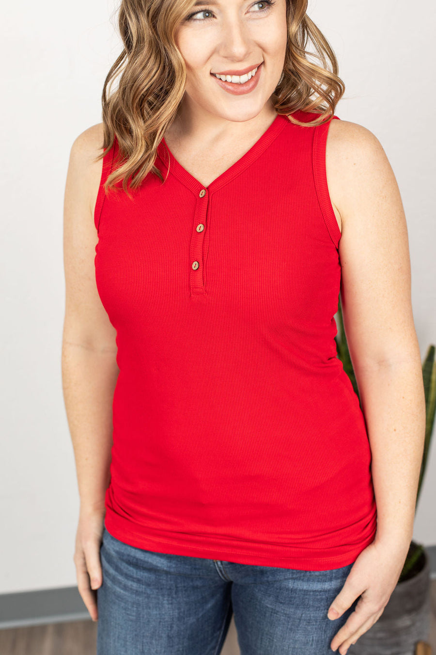 Red Henley Tank