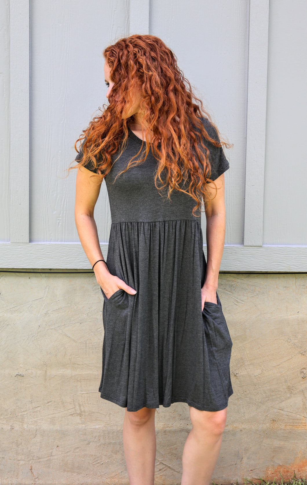 Charcoal Grey Everyday Dress with Pockets