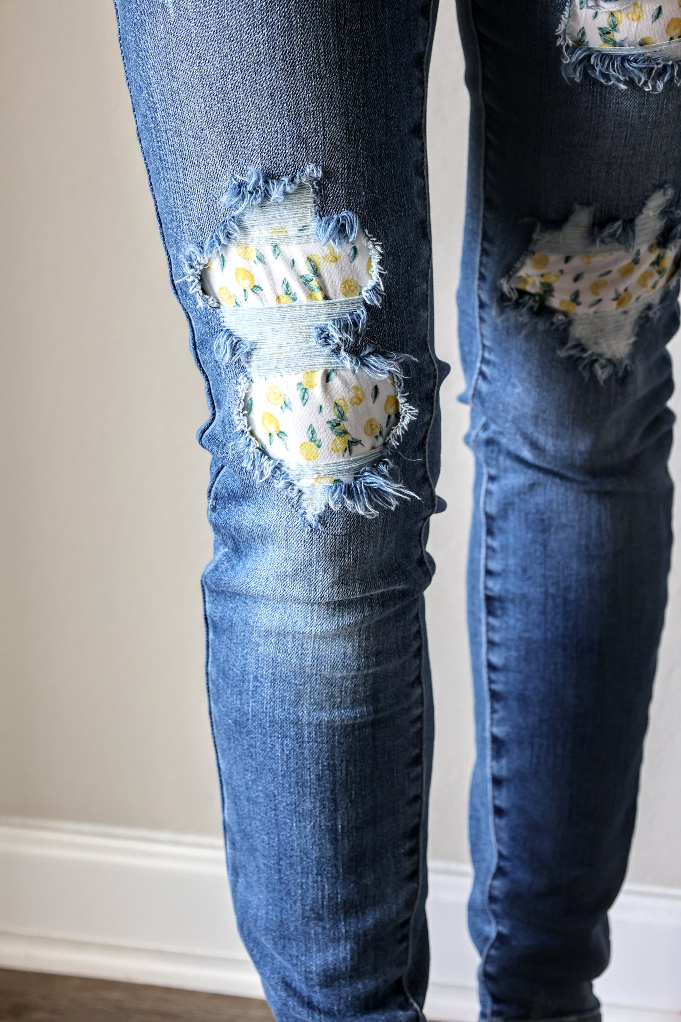 Patch Torn Jeans with Lace