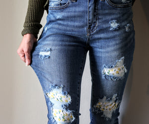 Lemon Patch Distressed Judy Blue Jeans