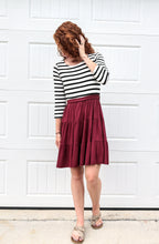 Load image into Gallery viewer, Burgundy Striped Tiered Dress