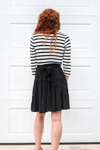 Black Striped Tiered Dress