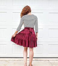 Load image into Gallery viewer, Burgundy Striped Tiered Dress