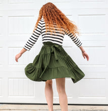 Load image into Gallery viewer, Olive Striped Tiered Dress