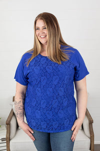 Blue Lace Front Tee