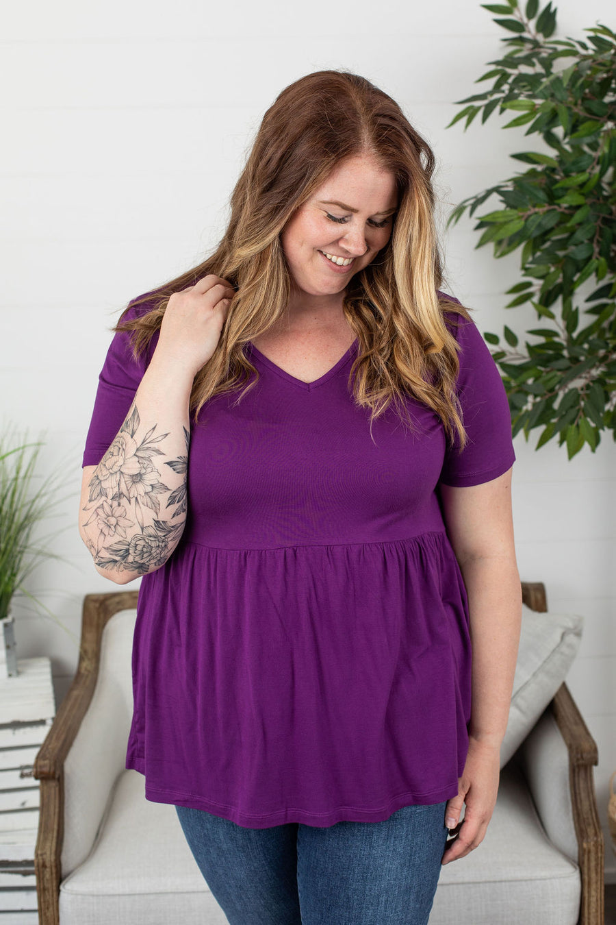 Purple Peplum Top – Freedom Coastal - Main Image