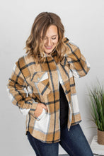 Load image into Gallery viewer, Camel Plaid Shacket With Pockets