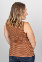 Load image into Gallery viewer, Rust + White Striped Henley Tank