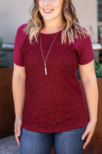 Load image into Gallery viewer, Burgundy Lace Front Tee
