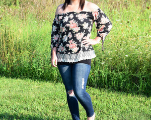 Floral Off The Shoulder With Lace