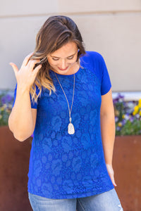 Blue Lace Front Tee
