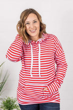 Load image into Gallery viewer, Red + White Stripes Lightweight Hoodie