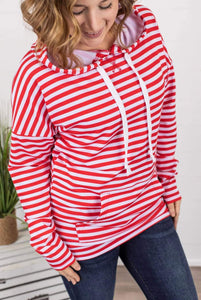 Red + White Stripes Lightweight Hoodie