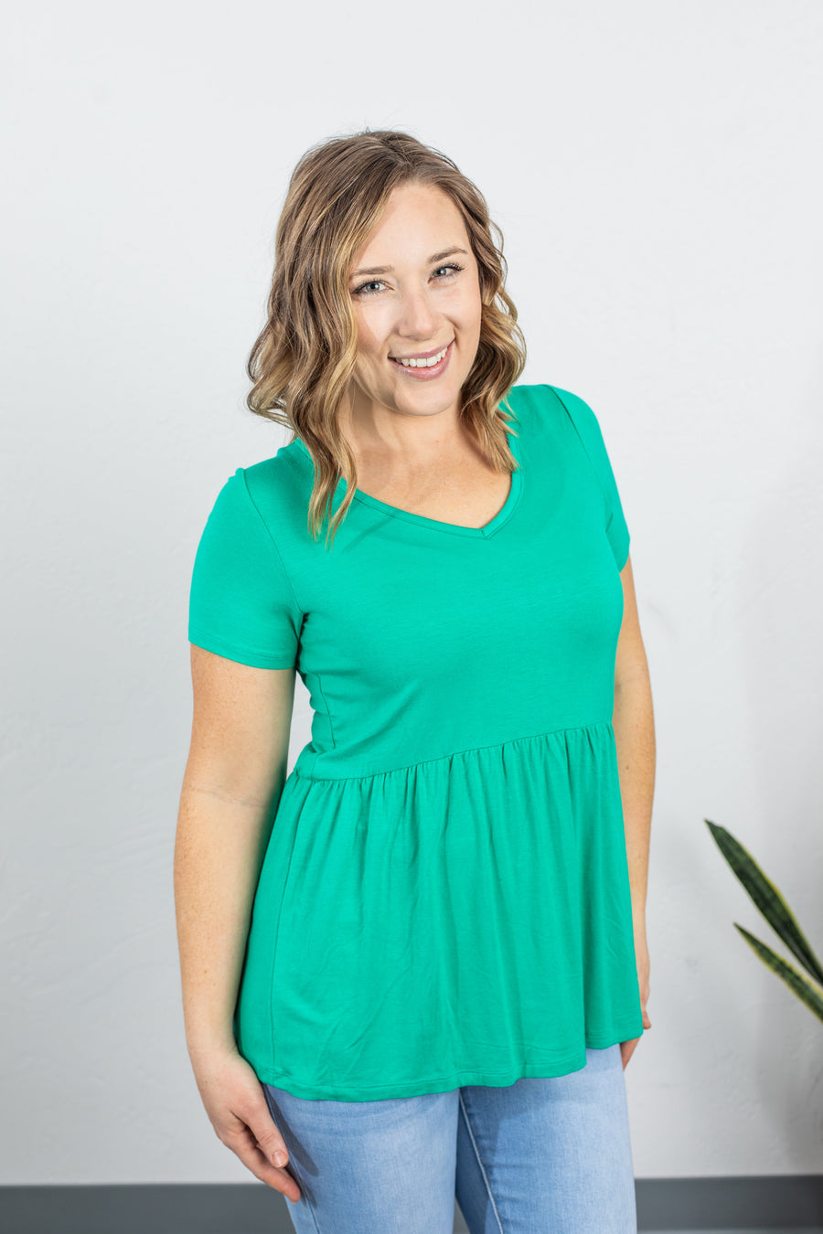 Turquoise Peplum Top